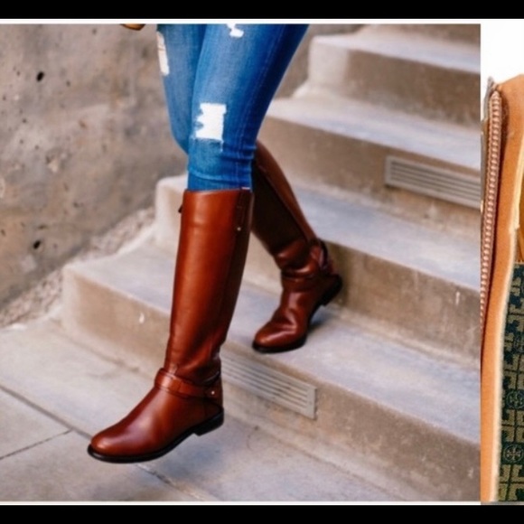 Tory Burch Derby riding boots in Almond - Picture 2 of 10